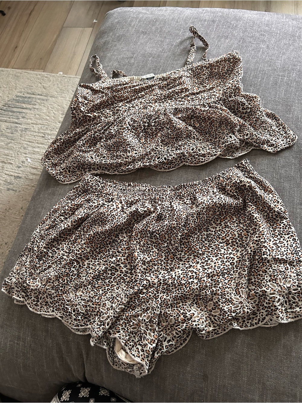 American Eagle Outfitters Leopard Print Cami & Shorts Set - Tan, Cream & Black